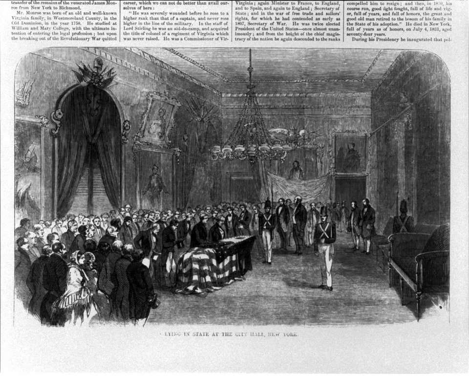 Lying in State at the City Hall, New York (Funeral of Pres. James Monroe) LCCN99614222