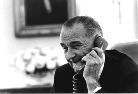 Lyndon B. Johnson on the phone photo