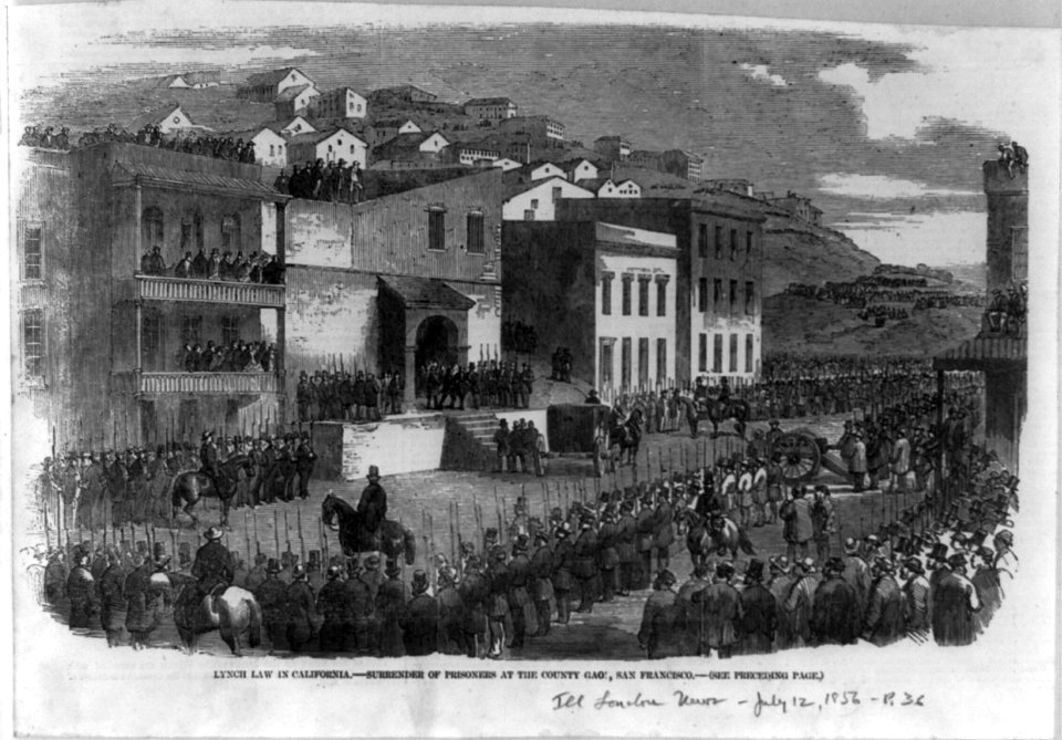 Lynch law in California - surrender of prisoners at the county gaol (jail), San Francisco LCCN2002712547