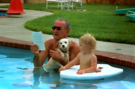 Lyndon Johnson (in pool)