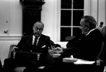 Lyndon Johnson and Robert Komer photo