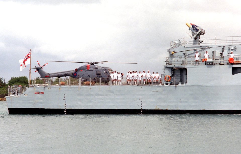 Lynx HAS2 on HMS Amazon (F169) at Pearl Harbor 1986