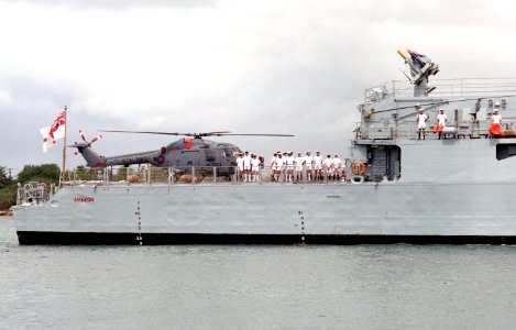 Lynx HAS2 on HMS Amazon (F169) at Pearl Harbor 1986