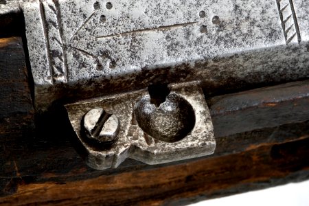 Luntlåshakebössa, detalj, fängpanna - Livrustkammaren - 50769
