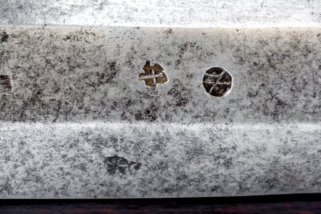 Luntlåshakebössa, detalj, stämplar - Livrustkammaren - 76453