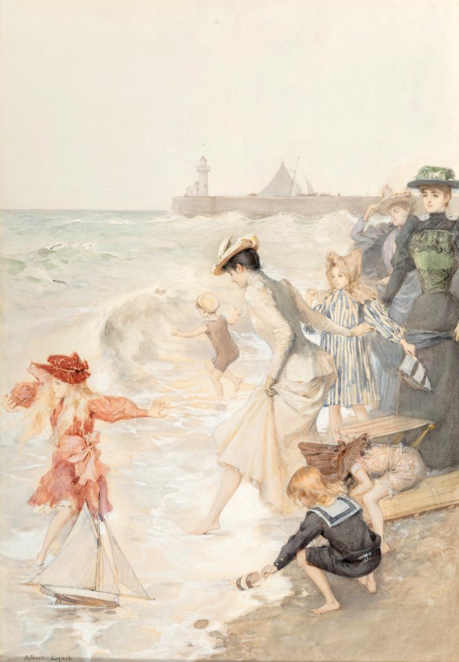 Playing Surf Side by Albert Lynch (Peruvian, 1851-1912)