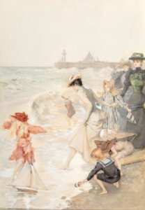 Playing Surf Side by Albert Lynch (Peruvian, 1851-1912)