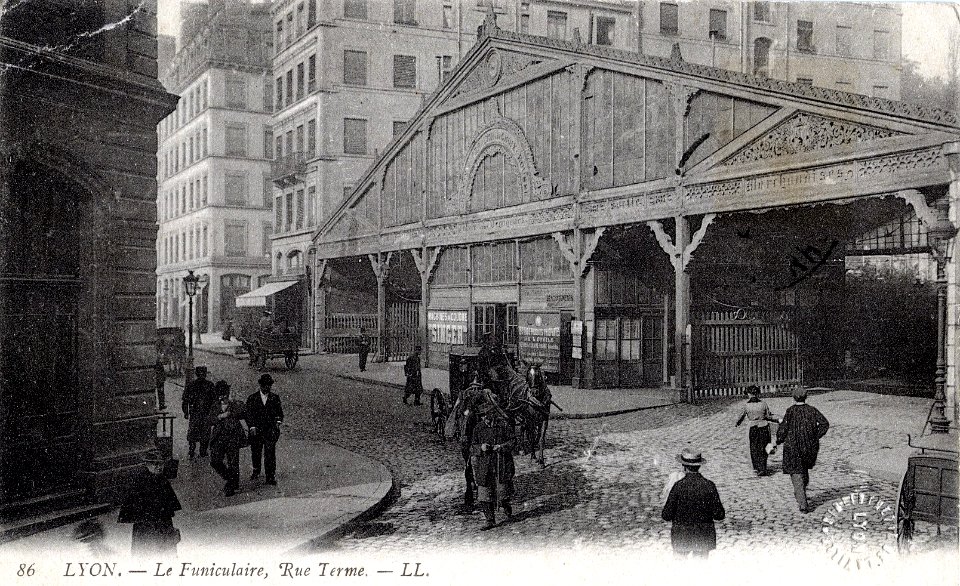 Lyon funiculaire rue terme gare basse ca1900