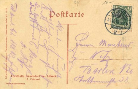Lübeck, Schleswig-Holstein - Forsthalle Israelsdorf (back) (Zeno Ansichtskarten)