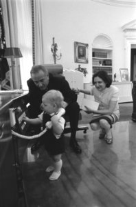 Lyndon Baines Johnson, Patrick Lyndon Nugent, and Helen Thomas