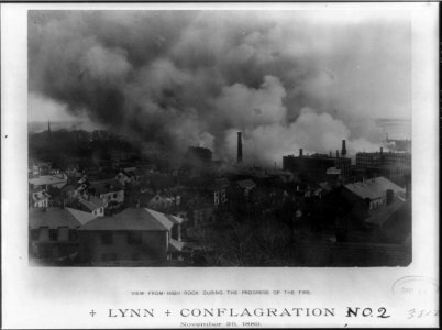 Lynn Conflagration No. 2, view from high rock during the progress of the fire, November 26th 1889 LCCN2012646409