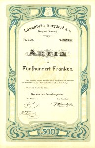 Löwenbräu Burgdorf AG 1903