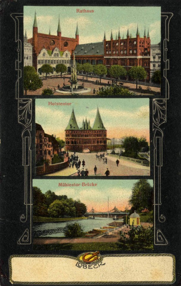 Lübeck, Schleswig-Holstein - Rathaus; Holstentor; Mühlentorbrücke (Zeno Ansichtskarten)