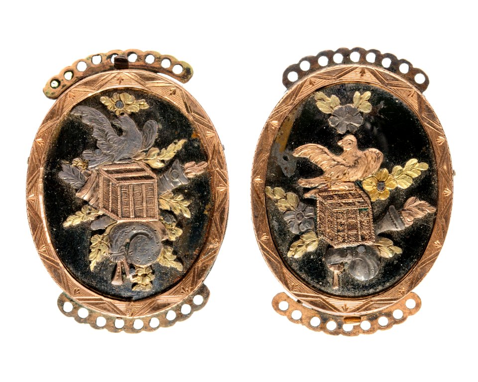 Lås av stål med ornament av guld och silver, 1800-tal - Hallwylska museet - 110497