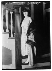 Mabel Normand - filet lace dress - wrap of brocaded satin fur trim LCCN2014713578