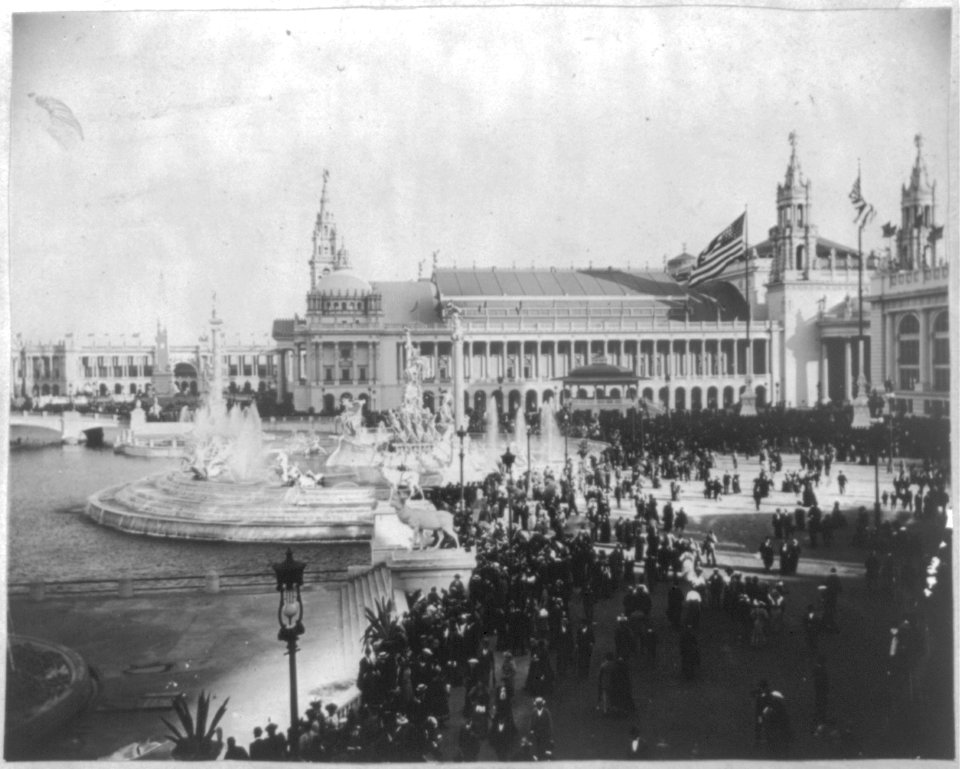 MacMonnies Fountain and Machinery Hall, World's Columbian Exhibition, Chicago, Ill. LCCN2006679947