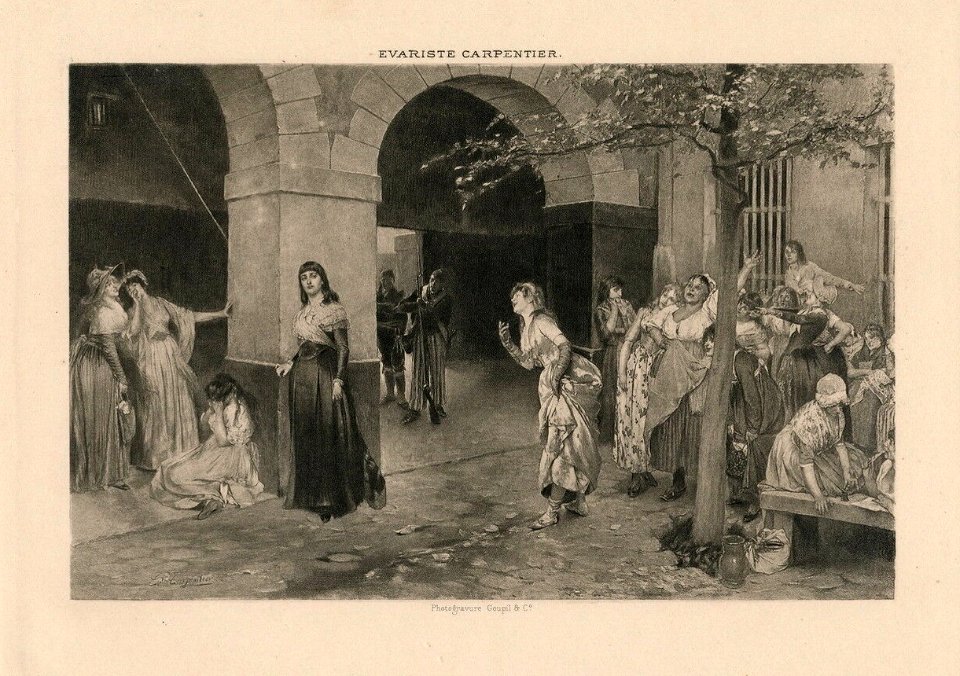 Madame Roland à Sainte-Pélagie - gravure d'après Évariste Carpentier