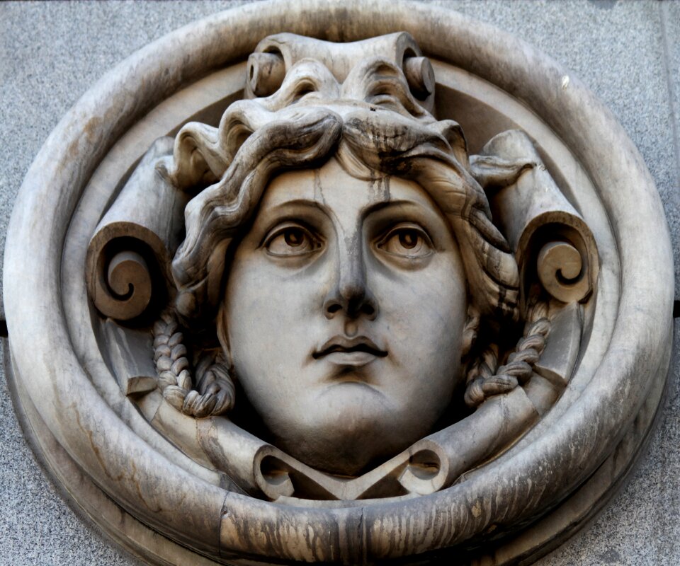 Woman bank of spain sculpture