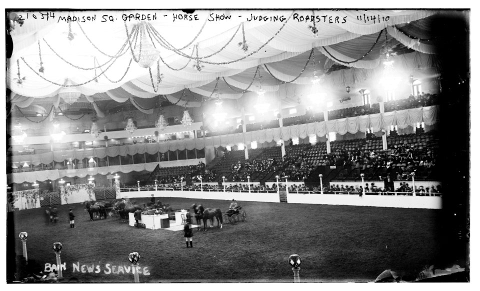 Madison Square Garden, Horse Show, judging roadsters LCCN2014688760