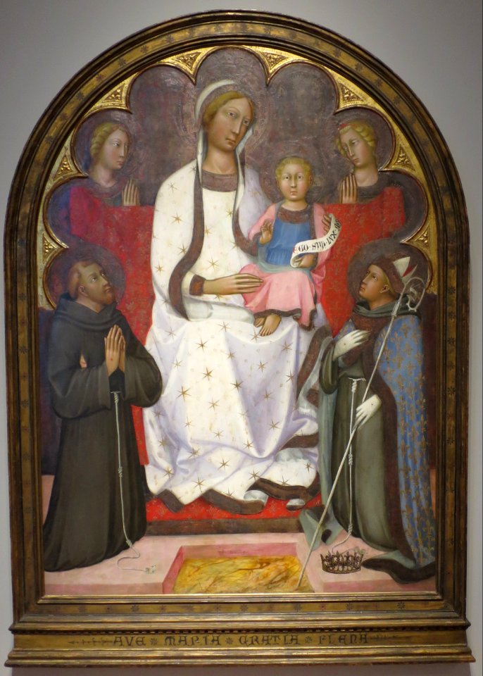 Madonna and Child with Two Angels, St. Francis and St. Louis of Toulouse by Paolo di Giovanni Fei, c. 1375