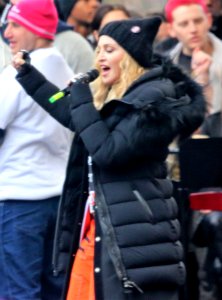 Madonna at Women's March in Washington (cropped) photo
