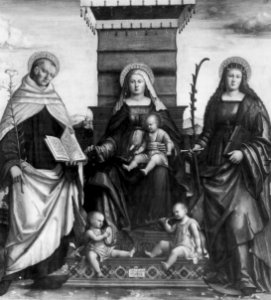 Madonna col Bambino tra i santi Alberto Carmelitano e Caterina d'Alessandria (Ferramola) photo