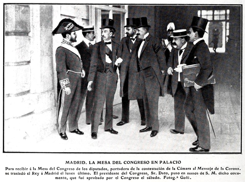 Madrid. La mesa del Congreso en Palacio, de Goñi, Blanco y Negro, 29-06-1907