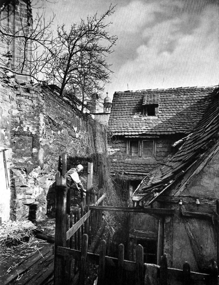 Magdeburg Älteste Stadtmauer nach der Elbe zu Einst frei wie in Tangermünde, heute dicht umbaut von dem Grundstück am Knochenhauerufer