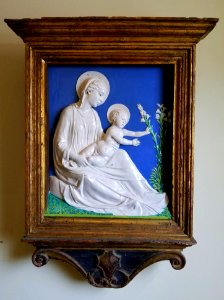 Madonna of the Lilies, by Luca della Robbia, c. 1450-1460, glazed terracotta - Hyde Collection - Glens Falls, NY - 20180224 121503