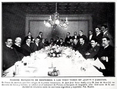 Madrid. Banquete de despedida a los redactores de Caras y Caretas, de Kaulak, Blanco y Negro, 15-06-1907 photo