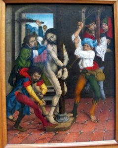 Maestro lcz (maestro dell'altare strache), flagellazione, bamberga 1490-1500 ca.
