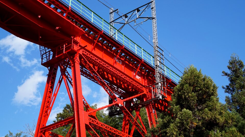 Red electric train green