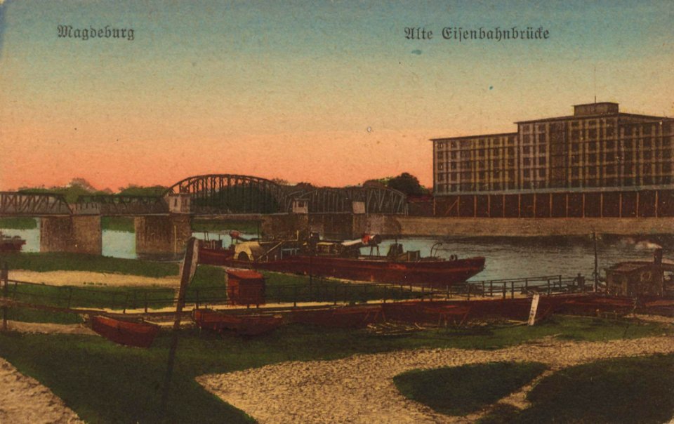 Magdeburg, Sachsen-Anhalt - Alte Eisenbahnbrücke (Zeno Ansichtskarten)