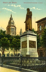 Mainz, Rheinland-Pfalz - Dom und Gutenbergdenkmal (Zeno Ansichtskarten)
