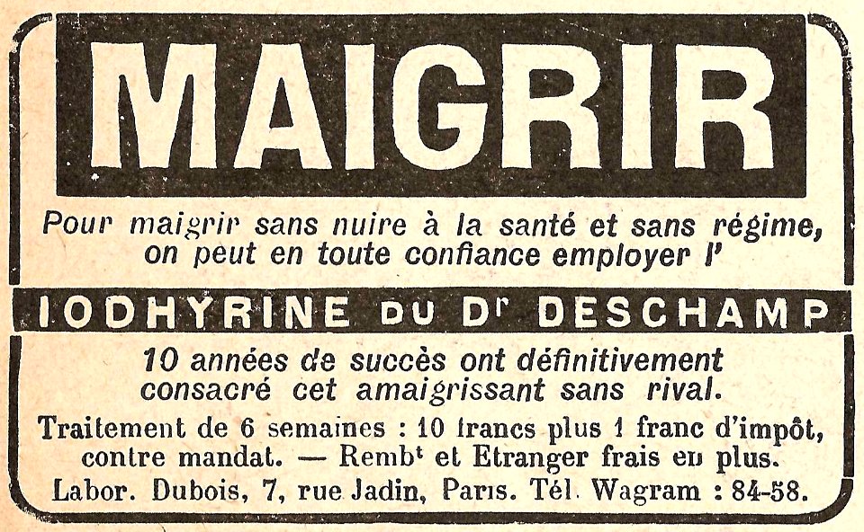Maigrir, iodhyrine du dr Deschamp