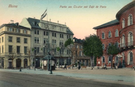 Mainz, Rheinland-Pfalz - Stadttheater mit Café de Paris (Zeno Ansichtskarten)