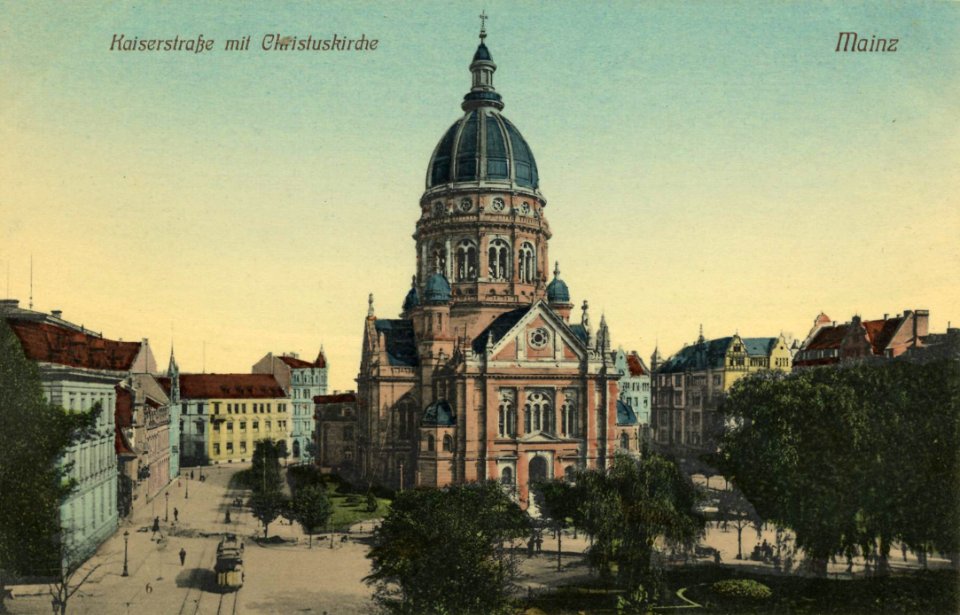 Mainz, Rheinland-Pfalz - Kaiserstraße mit Christuskirche (4) (Zeno Ansichtskarten)