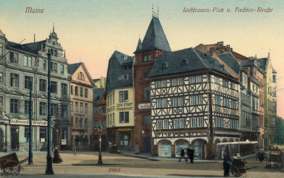 Mainz, Rheinland-Pfalz - Liebfrauenplatz und Fischtorstraße (Zeno Ansichtskarten)