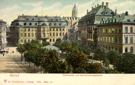 Mainz, Rheinland-Pfalz - Schillerplatz und Gouvernementsgebäude (Zeno Ansichtskarten)