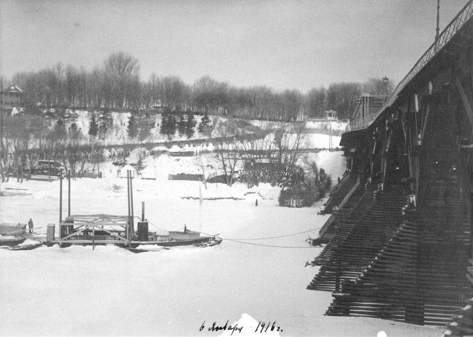 Mahiloŭ, Dniaproŭski most. Магілёў, Дняпроўскі мост (6.01.1916)