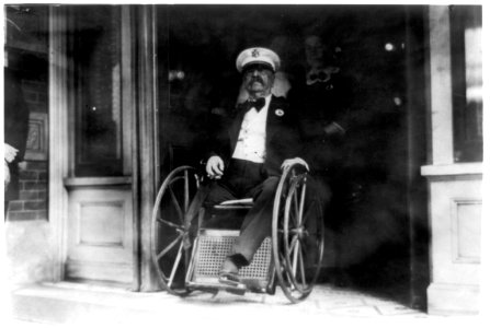 Maj. Gen. Daniel E. Sickles in wheelchair; coming out of building LCCN2002722751