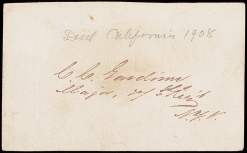 Major Curtiss C. Gardiner of Co. I, 27th New York Infantry Regiment in uniform LCCN2018651877 (verso)