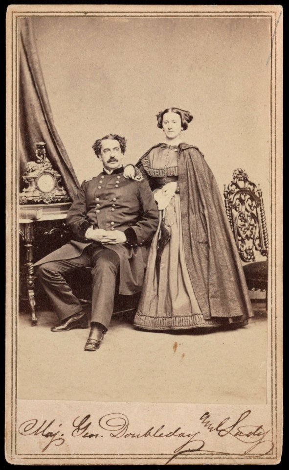 Major General Abner Doubleday of General Staff U.S. Volunteers Infantry Regiment, in uniform with his wife, Mary Hewitt Doubleday) - From photographic negative by Brady LCCN2017660622