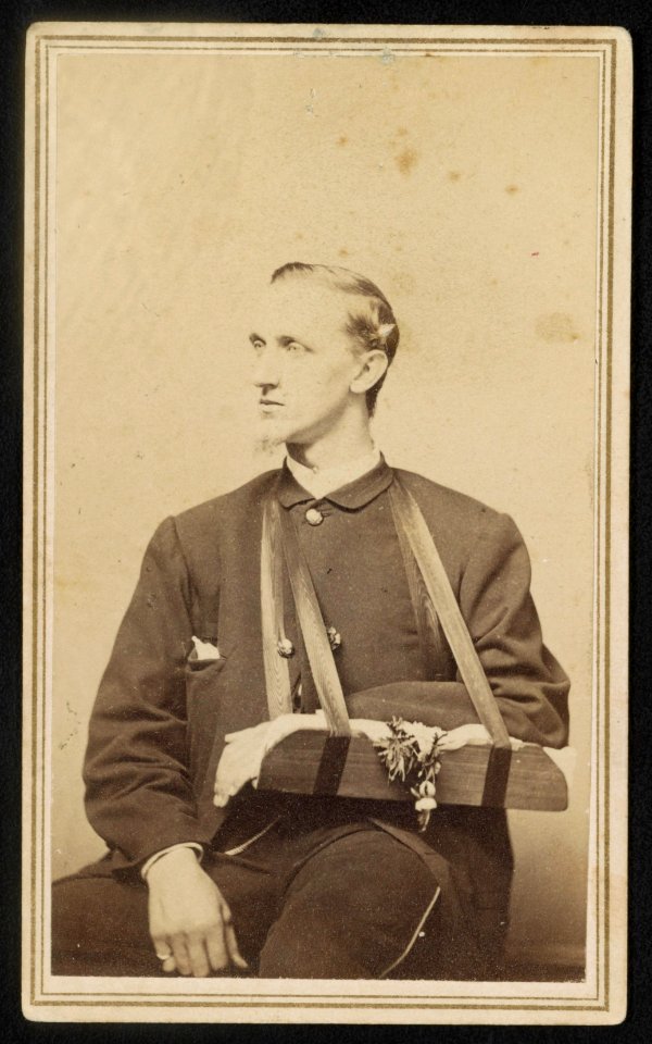 Major General William Francis Bartlett of Co. I, 20th Massachusetts Infantry Regiment, 49th Massachusetts Infantry Regiment, and 57th Massachusetts Infantry Regiment in uniform with arm in LCCN2016650151