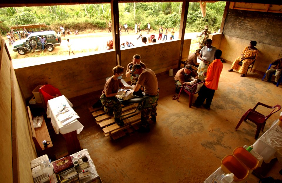 Makeshift examining room in Ghana