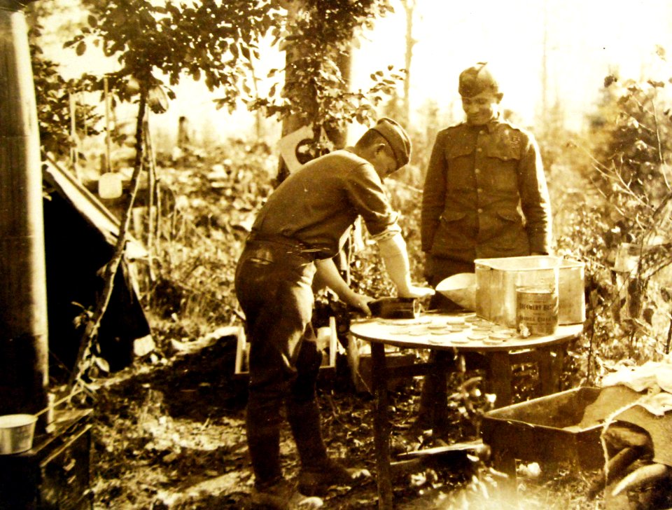 Making cookies at the front, 130th Infantry Supply Co., 33rd Division near St. Remy, France, 1918 (30324132660)
