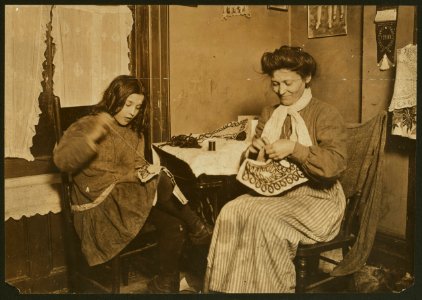 Making embroidery. Upper East Side, N.Y. City. LOC cph.3b03538