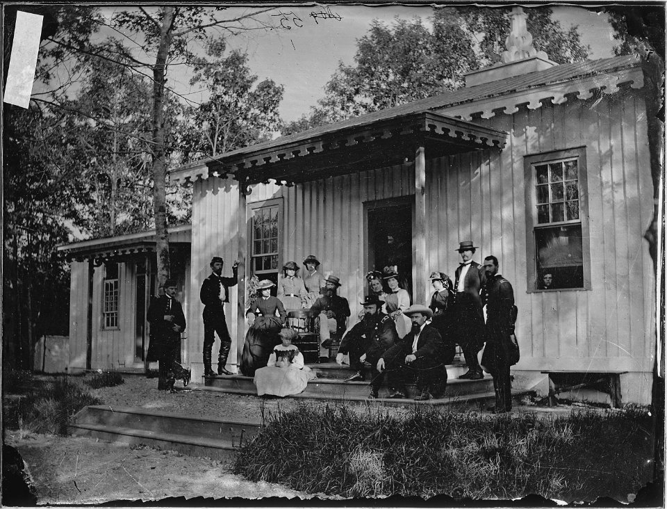 Maj. Myron H. Beaumont, Capt. Jack Ellison, Col. Lane, Gen. Hartsuff's staff, and others. - NARA - 529415
