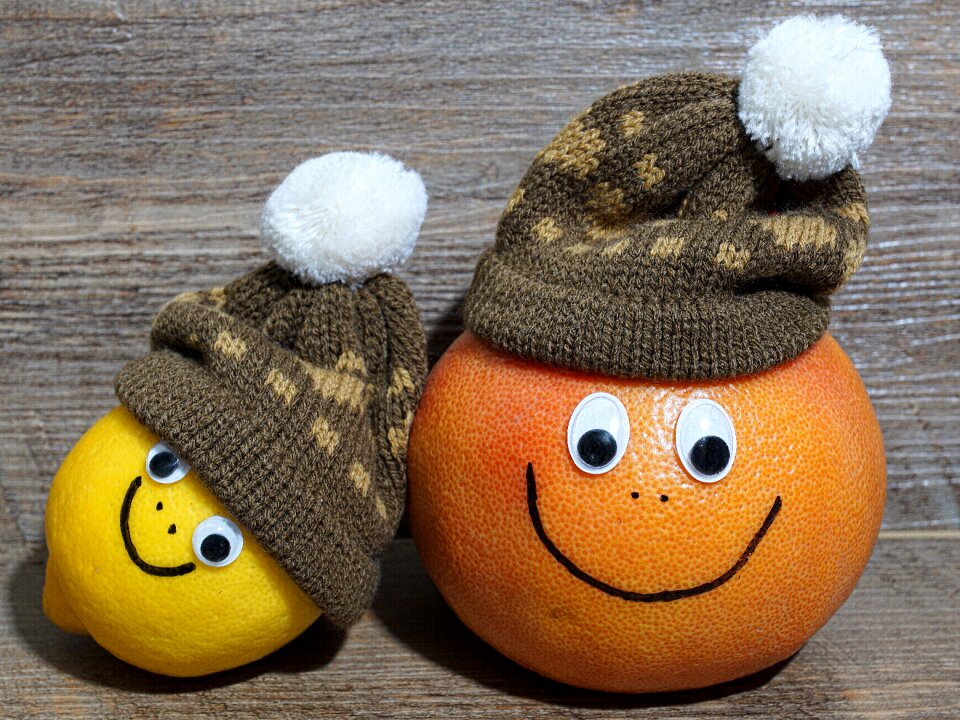 Faces cheerful fresh fruit