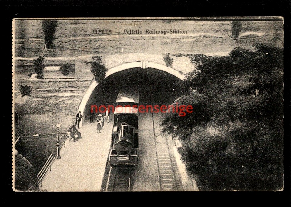 Malta-Valletta-Railway-Station-Gare-Bahnhof-Postcard-1915-No.66
